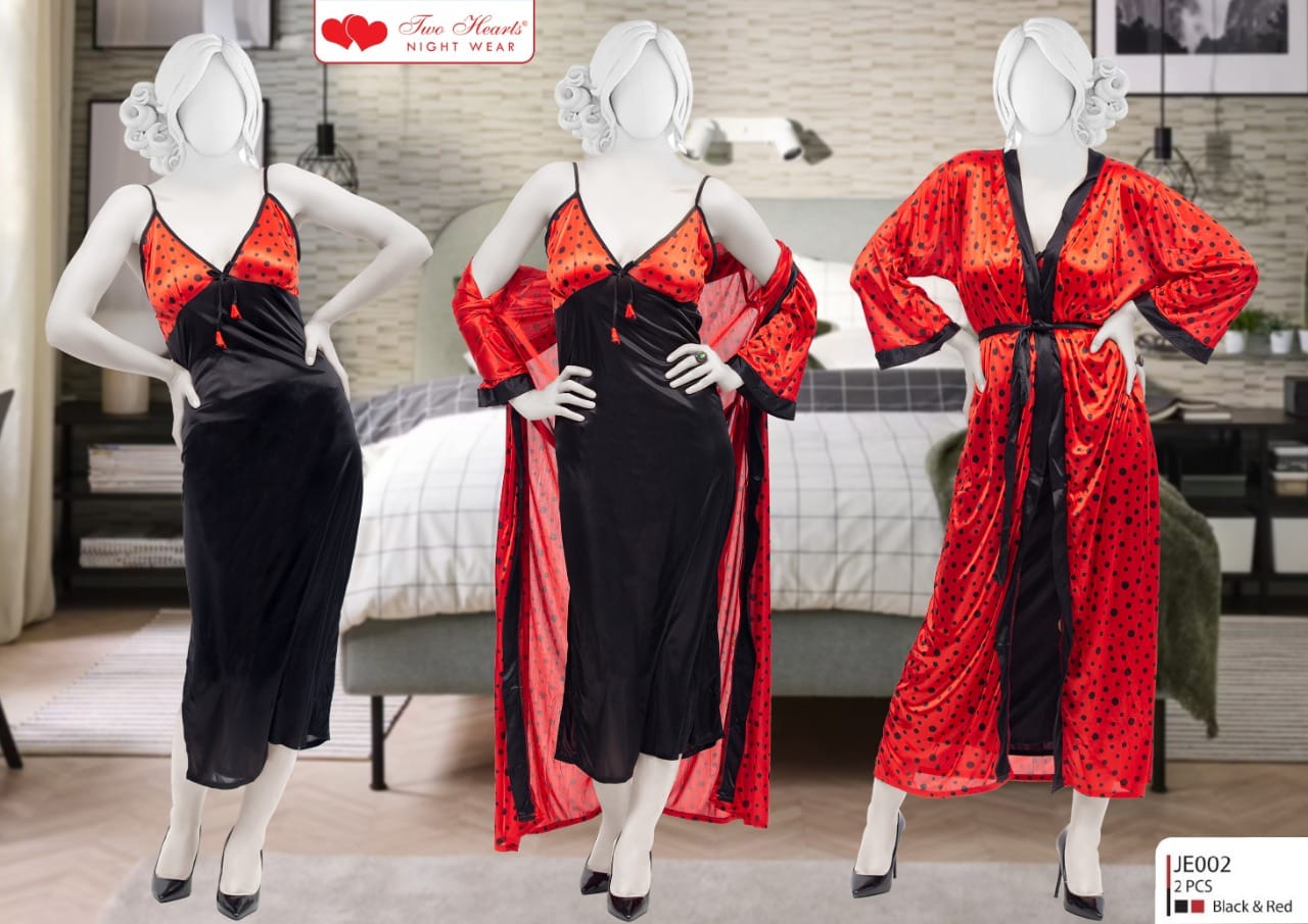 2PC Silk Printed Robe Gown Set