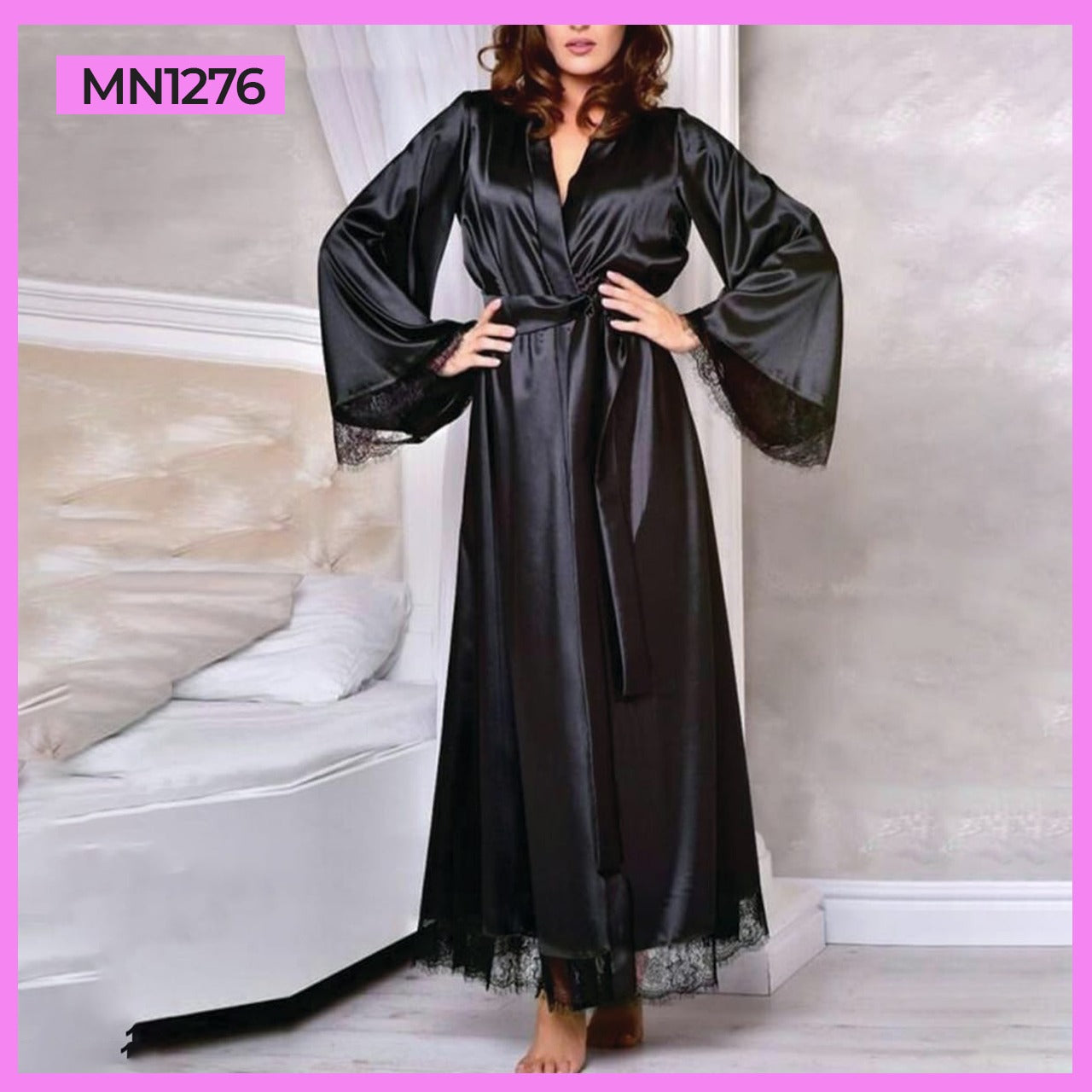 Long Silk Robe Gown With Panty