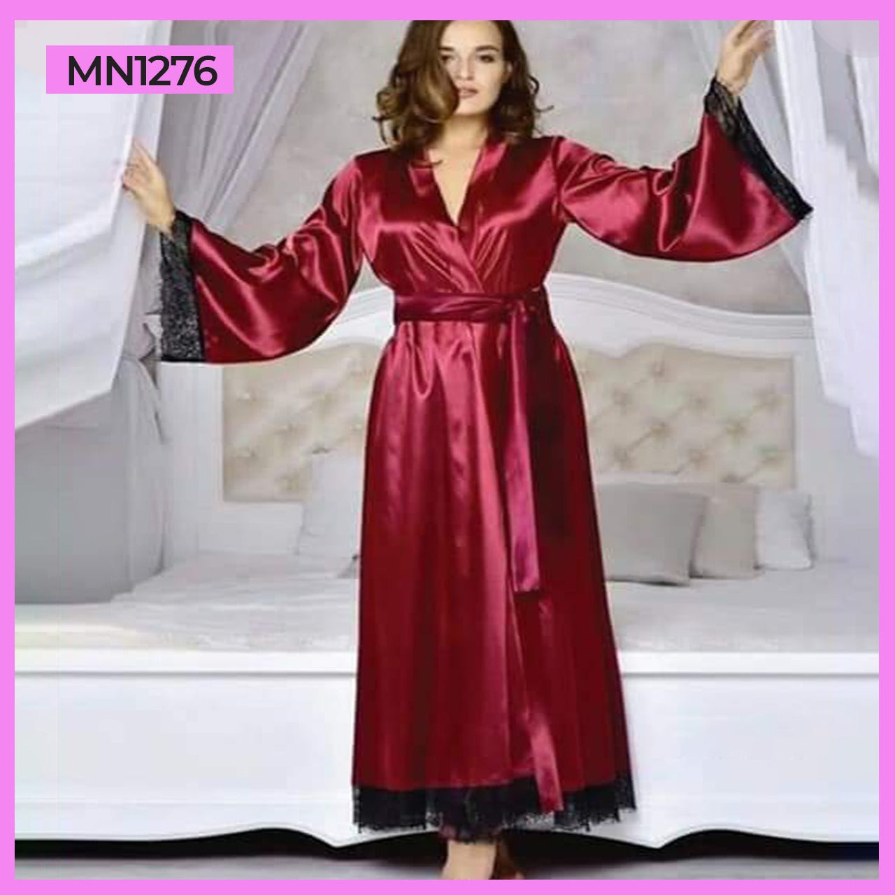 Long Silk Robe Gown With Panty