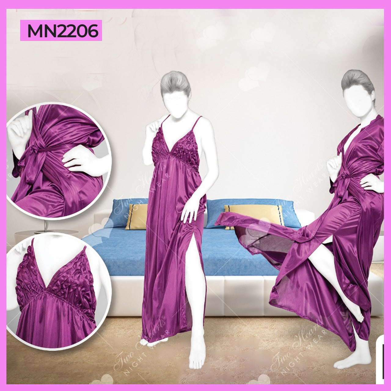 2Pc Bridal Gown Nighty Set