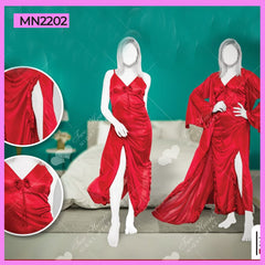 2PC Silk Robe Gown Set