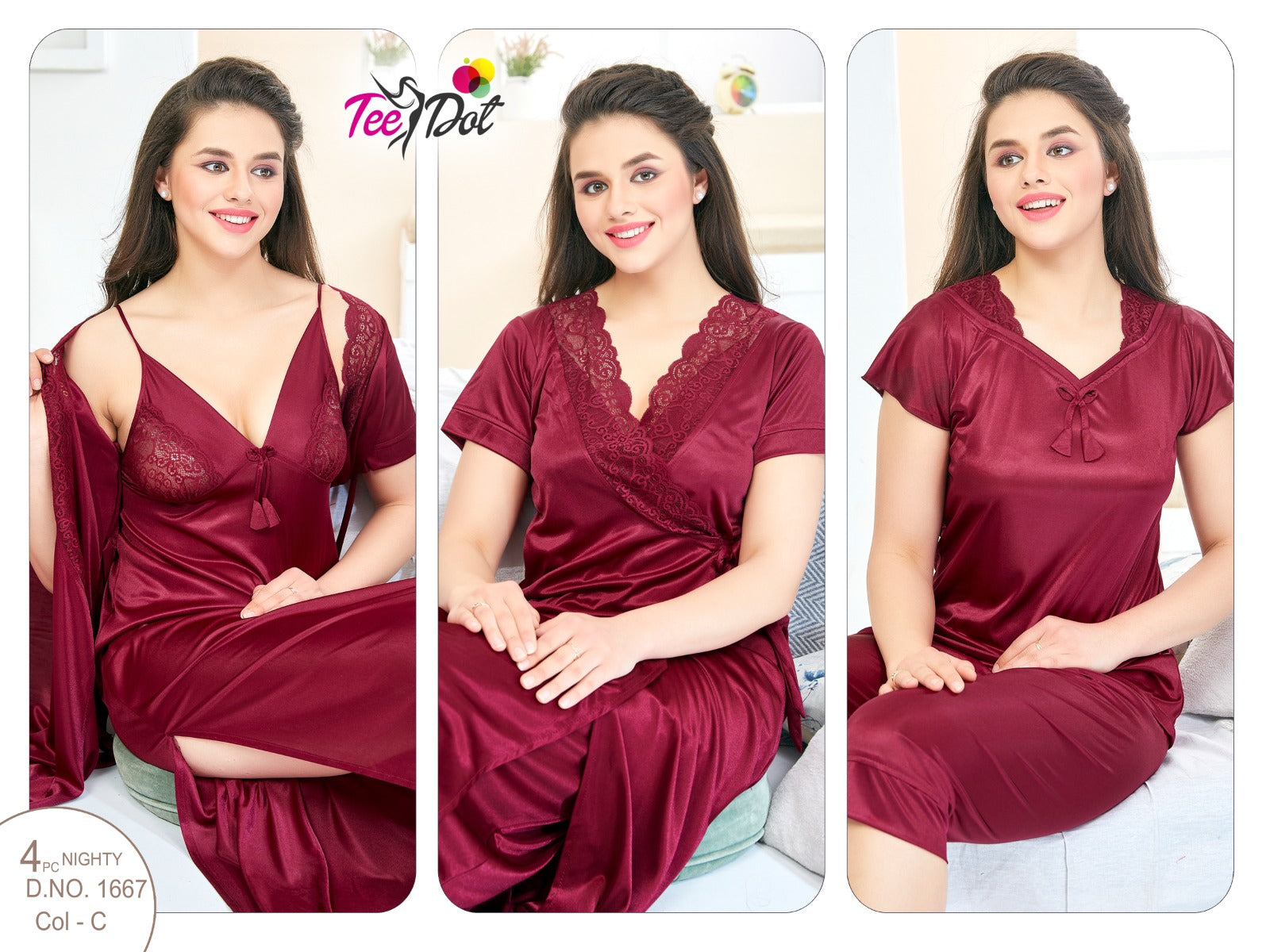 4Pc Silk Bridal Night Wear