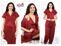 4Pc Silk Bridal Night Wear