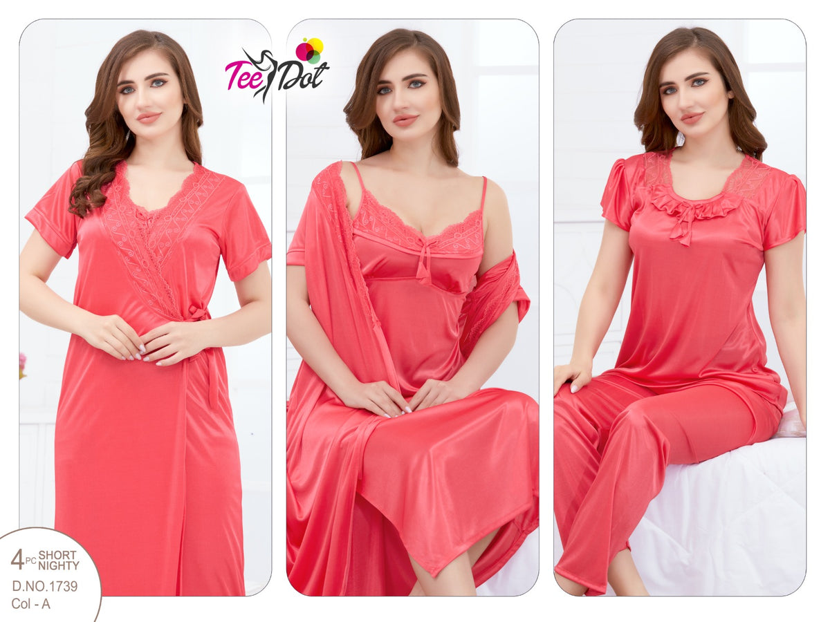 4Pc Silk Bridal Night Wear