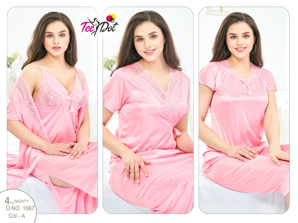 4Pc Silk Bridal Night Wear