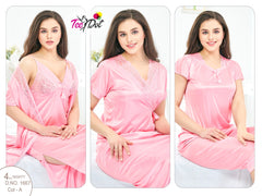 4Pc Silk Bridal Night Wear