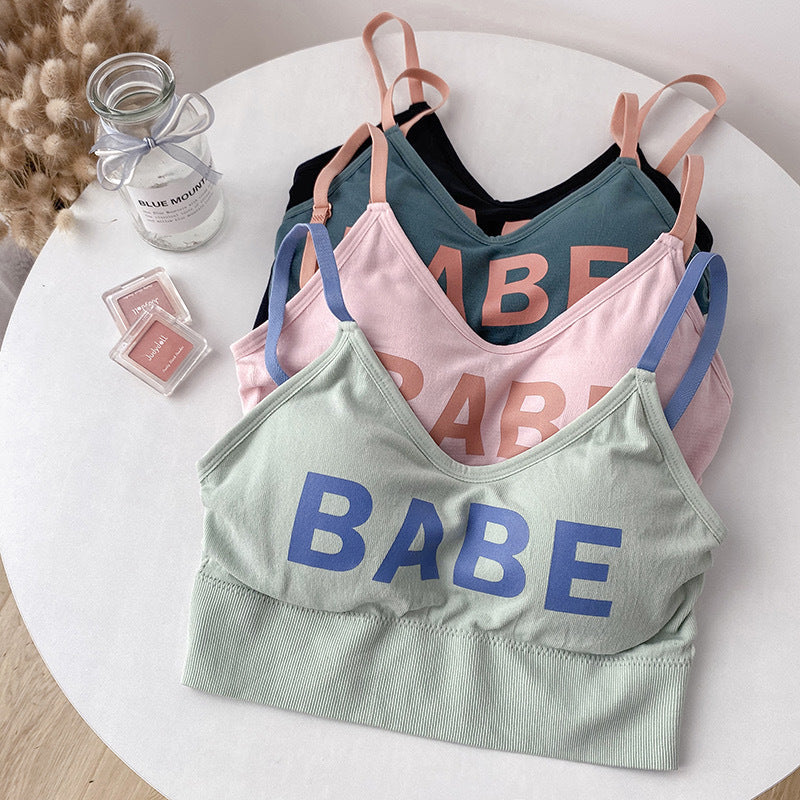 New BABE student girl wireless comfortable outdoor wear sports beauty back shirt Bra