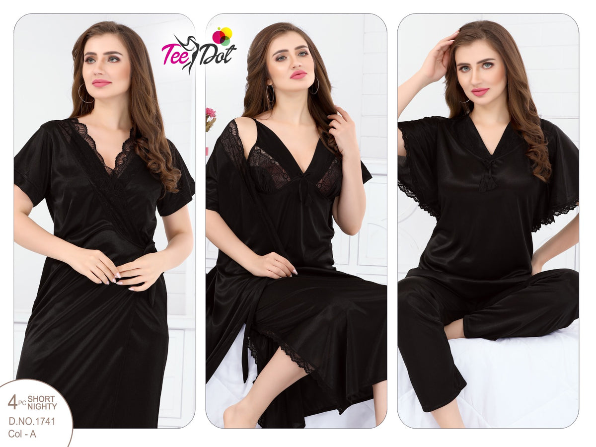 4Pc Silk Bridal Night Wear