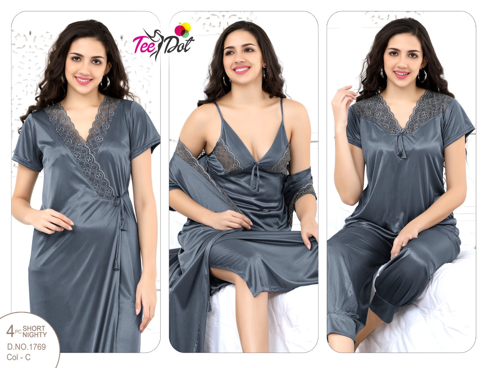 4Pc Silk Bridal Night Wear