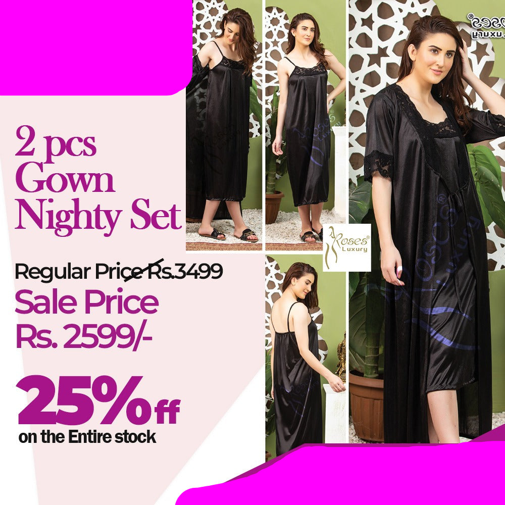 2Pc Gown Nighty Set