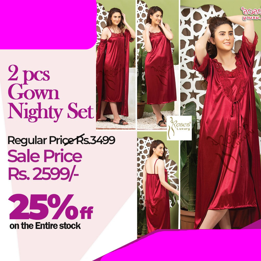 2Pc Gown Nighty Set