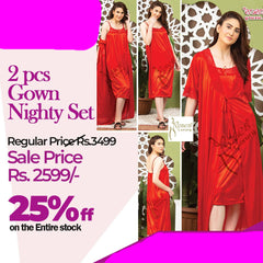 2Pc Gown Nighty Set