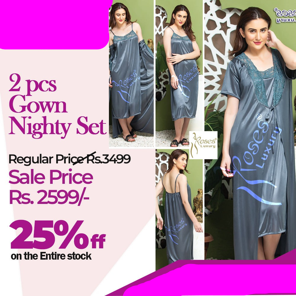 2Pc Gown Nighty Set