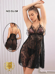 Lady Beela Barbie Soft Laced Net With G-String Nighty