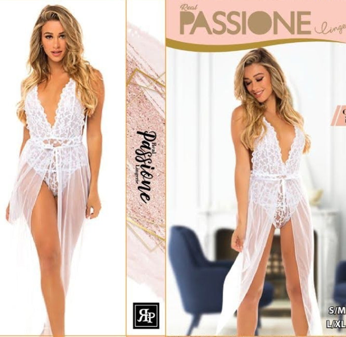 2Pc Babydoll transparent Net Gown Nightwear