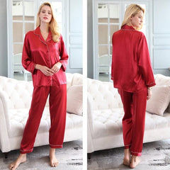 Red Silk Pajama Set