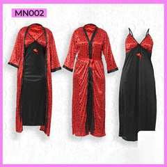 2PC Silk Printed Robe Gown Set