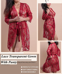 2Pc Lace Material Front Open Gown